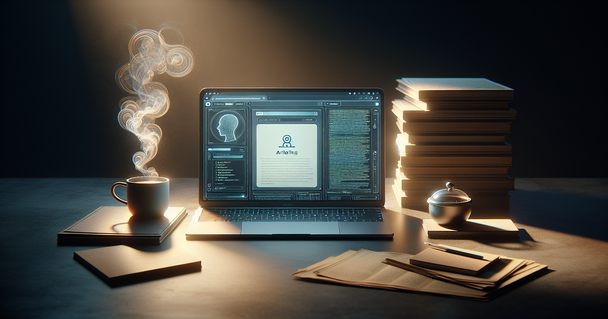 A desktop setup featuring AI powered affordable article writing services on a laptop screen