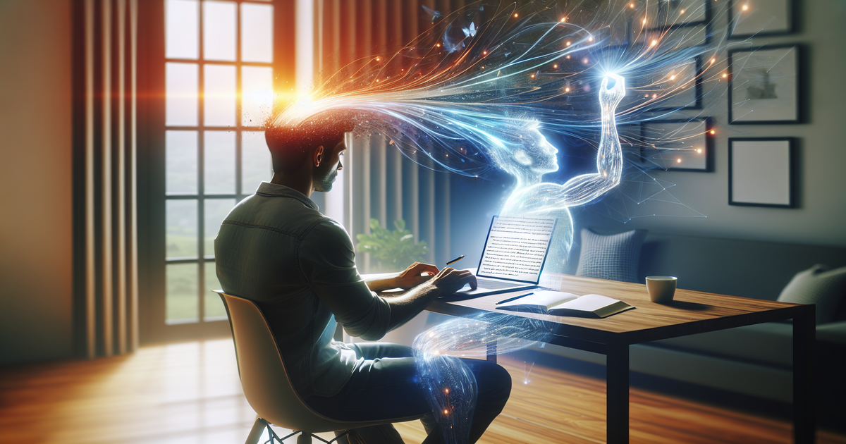 An article writer working on a laptop, writing creative content that has a transforming effect on website content.