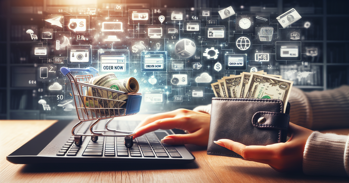 An online buyer purchasing various types of 'buy website content' at affordable rates from an online platform, reflecting the ease and affordability of the process.